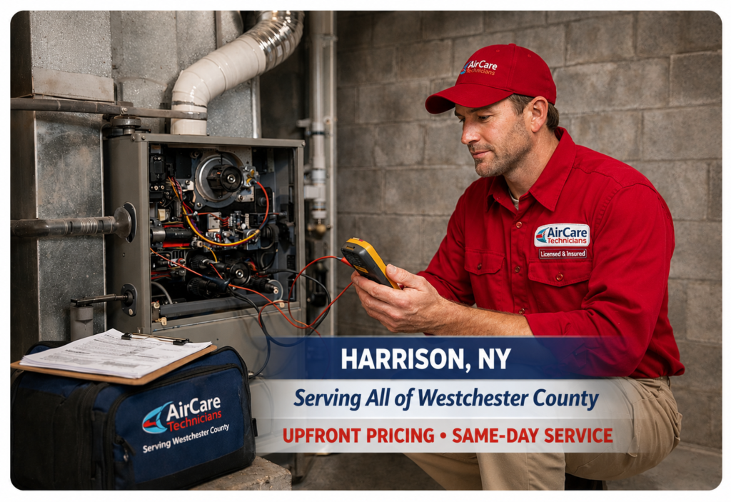 Furnace repair Harrison NY - AirCare Technicians performing diagnostic