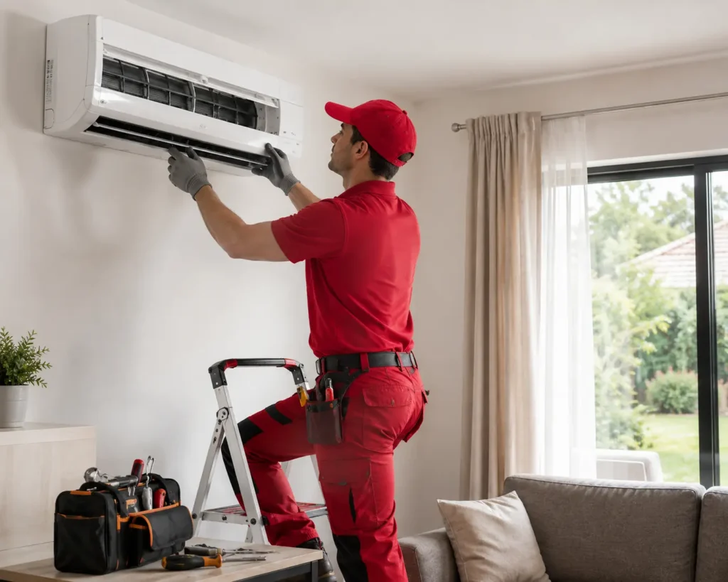 mini split installation Westchester County NY technician mounting indoor unit